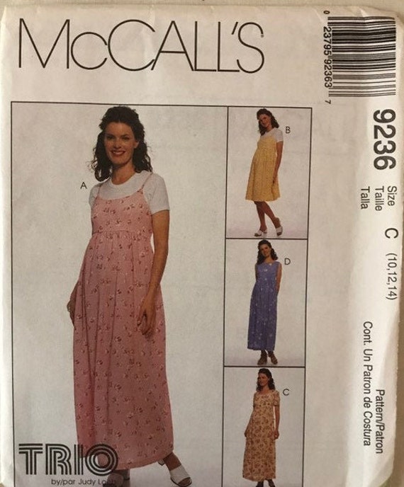 8012 McCalls Sewing Pattern UNCUT Misses Maternity Jumper Jumpsuit Top Pull on Pants Size 8 10 12