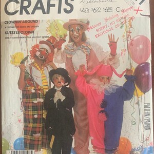 Clown Costumes for Adults, Chidrens, Boys and Girls Sewing Pattern,  Clowns all Around McCalls 2211 Pattern is uncut