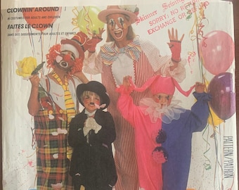 Clown Costumes for Adults, Chidrens, Boys and Girls Sewing Pattern,  Clowns all Around McCalls 2211 Pattern is uncut