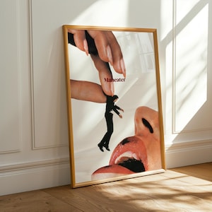 Maneater Collage Wall Art | Bold Feminine Digital Print | Vintage Editorial Pop Art Poster
