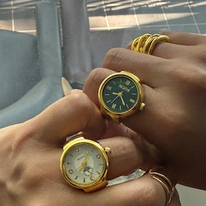 Vintage Watch Ring: Gold-Plated Stainless Steel Adjustable Statement Jewelry