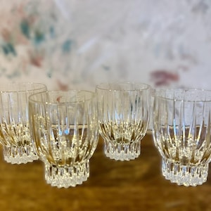 Set of 4 Mikasa Algonquin Crystal Double Old Fashioned Glasses – Vintage Ribbed Barware