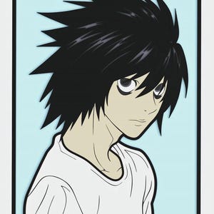 L Lawliet 6 Layer Death Note Laser Cut File Digital Download (svg, ai, dxf, pdf, eps, cdr) Glowforge Cricut xTool Compatible Death Note SVG