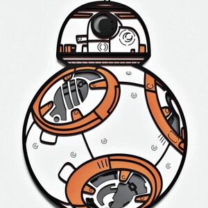 Plik BB-8 Layered SVG inspirowany Gwiezdnymi Wojnami, 5-warstwowy wektor cięty laserowo, Glowforge, xTool, kompatybilny z pobieraniem cyfrowym dla drewna, MDF, akrylu itp.