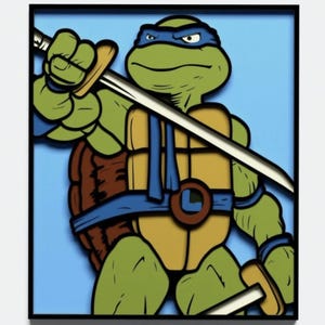 Leonardo - 8 Layer TMNT Laser Cut File (svg ai dxf pdf eps cdr) Glowforge Cricut xTool Layered TMNT svg TMNT Wall Art 3D svg