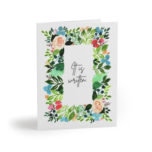 Conjunto de 8 cartões cristãos presentes para mães para ela versículos bíblicos inspiradores papelaria cartões de nota com envelopes aquarela floral