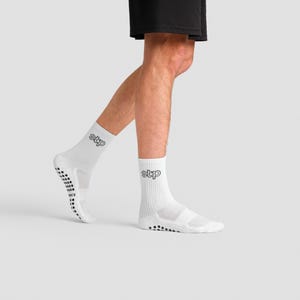 Premium White Grip Socks for Yoga, Pilates, Soccer & Sports - Non-Slip Rubber Sole, Comfortable, Durable, Unisex