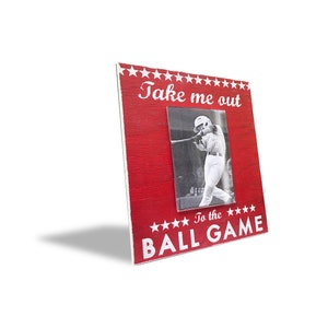 Take Me Out To The Ballgame Rustic Wooden 4 x 6 Frame, Vertical, Baseball Frame