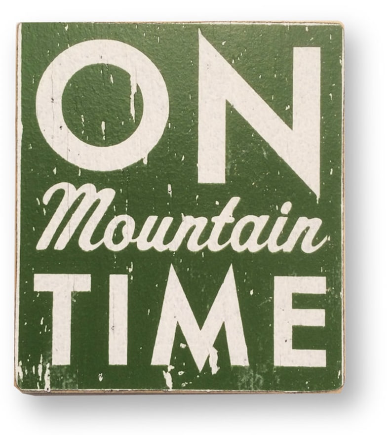 On Mountain Time 17.5 x 19.5 Wooden Ski Sign image 2