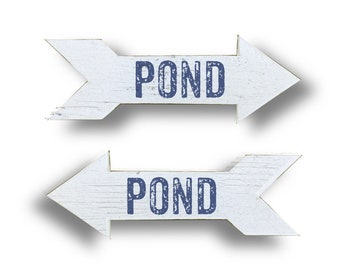 Wooden Rustic Arrow to the Pond, Pond Arrow, Rustic Pond Sign