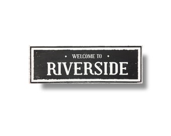 Neighborhood Rustic Sign  Riverside Atlanta 6 x 23 rustic wooden sign by Go Jump in the Lake  Distressed Vintage Style Sign