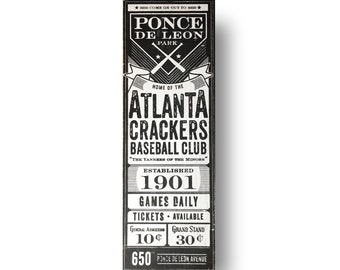 Large 11 x 39 Atlanta Crackers Baseball rustic sign