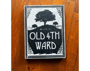Hand Screen Printed Old Fourth Ward Sign: Rustic Wood, Atlanta Art