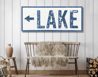 Rustic Lake Arrow Wood Sign: Lake House Decor