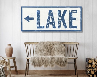 Large Lake Arrow Sign, Choose your size, Rustic Lake Decor, Lake House Sign, Arrow to the Lake Sign, Wooden Lake Sign