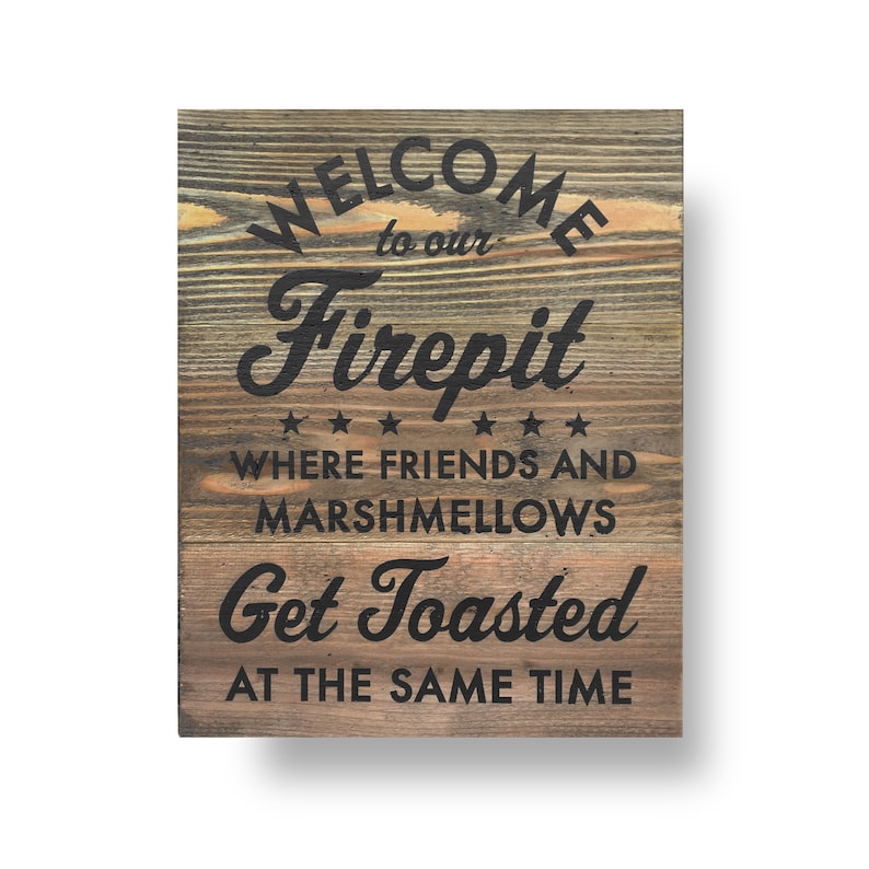 Welcome to the Fire Pit Rustic Wooden Sign in Two Sizes image 3