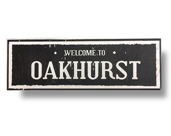 Rustic Wooden Sign  Oakhurst 6 x 23 rustic wooden sign by Go Jump in the Lake  Home Decor Sign