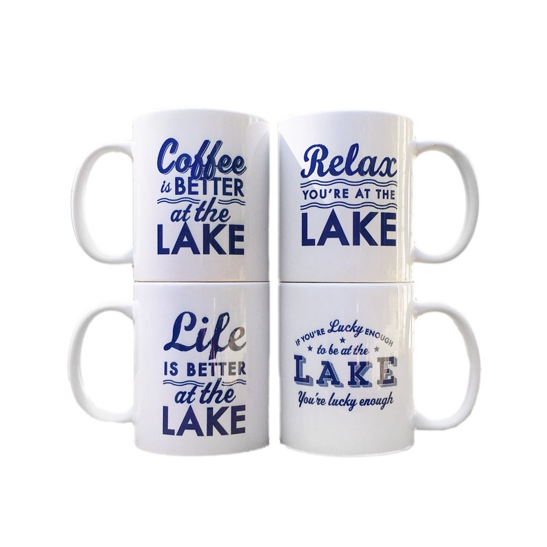 Set of 4 Lake Mugs Mugs for the Lake House Lake Beverage Etsy UK