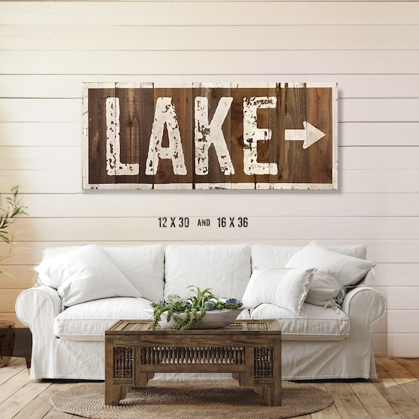 Lake Arrow weatherproof inside/outside cedar lake sign, Lake house decor, lake arrow, lake house sign, lake sign, lake decor arrow