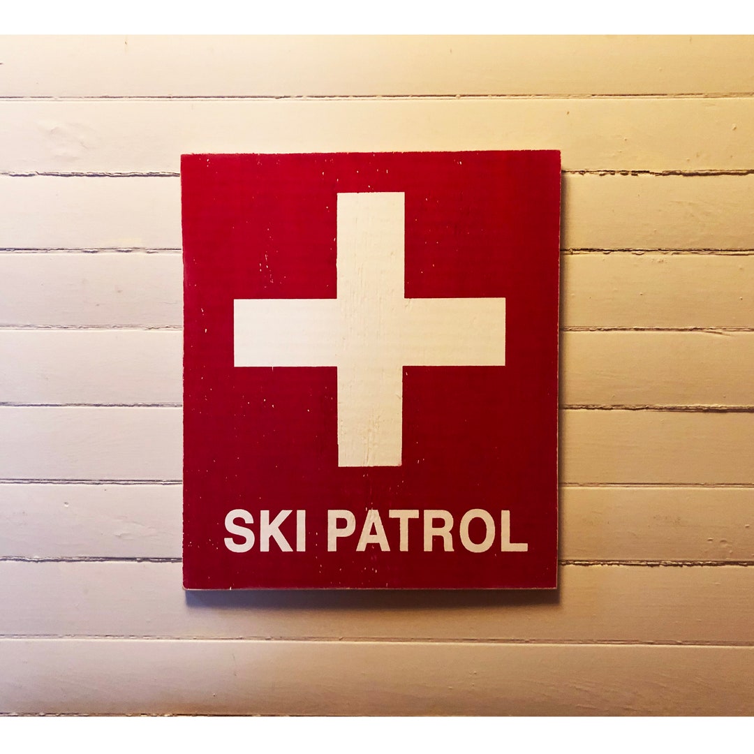 Ski Patrol Sign 16 X 20 on Rustic Wood Ski Sign Ski Wall Decor Ski Art
