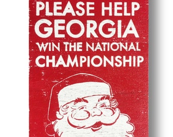 Santa Help Georgia Win the National Championship Funny Wooden Sign