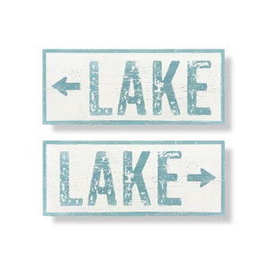 Large Lake Arrow Sign, Choose your size, Rustic Lake Decor, Lake House Sign, Arrow to the Lake Sign, Wooden Lake Sign Milk paint teal