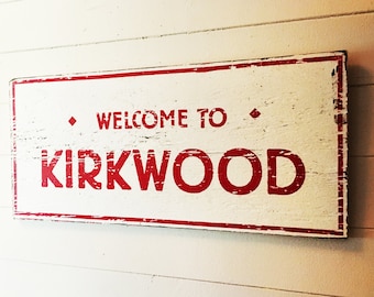 Neighborhood Welcome to Kirkwood sign 10x21  Kirkwood  Welcome to Kirkwood  Atlanta  Neighborhood Welcome Vintage Distressed Style Wood Sign