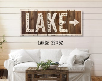 Lake Arrow weatherproof inside/outside cedar lake sign, Lake house decor, lake arrow, lake house sign, lake sign, 22x52 SHIPS UNASSEMBLED