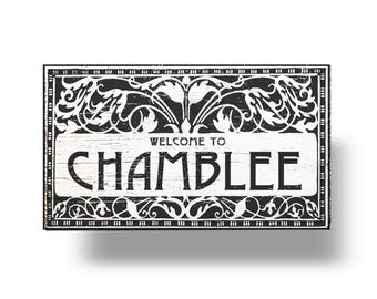 Welcome to Chamblee sign Art Deco  8 x 12