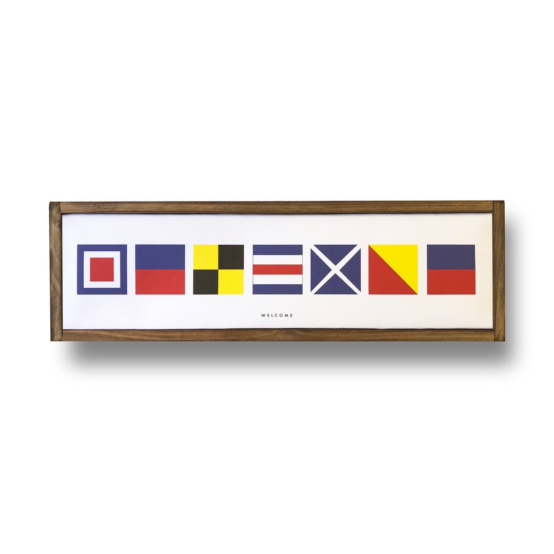 Spelled Out in Nautical Flags Framed Sign, Multiple Sizes