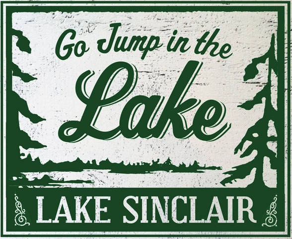 Lake Sinclair Georgia Go Jump in the Lake rustic wood sign | Etsy