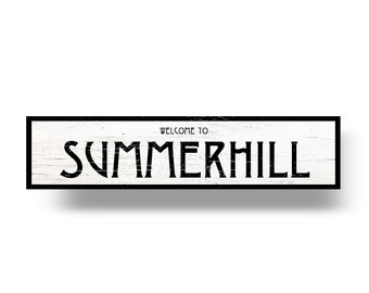 Summerhill Atlanta Neighborhood 9 x 33 Rustic Wooden sign, Art Deco Style