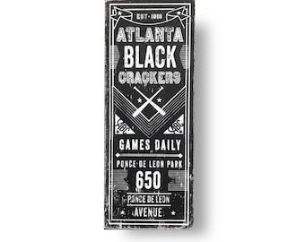 Atlanta Black Crackers baseball sign  8 x 22, Retro old school sign.