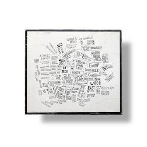Atlanta Neighborhood Map on a Rustic Wooden Sign