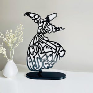 Whirling Dervish Islamic Art with Rumi&#39;s Arabic Calligraphy