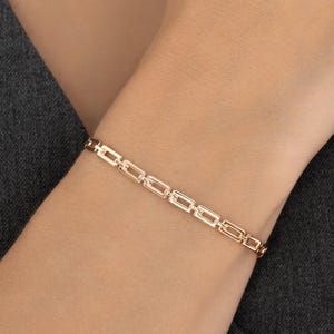 Chunky Link Chain Bracelet: Diamond Clasp, Sterling Silver or Solid Gold
