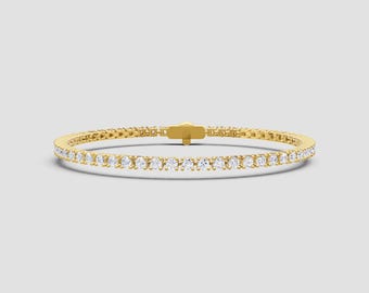 14K Classic Lab Diamond Tennis Bracelet | 4ct Total | E-F Color VS1-2 Clarity | Yellow, White, Rose Gold Options | Fuego Jewels