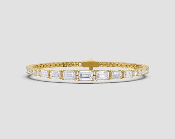 14K Emerald and Round Lab Diamond Bracelet | 4.5ct Total | E-F Color VS1-2 Clarity | Yellow, White, Rose Gold Options | Fuego Jewels