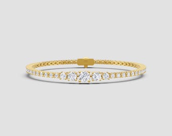 14K Graduating Round Lab Diamond Tennis Bracelet | 8ct Total | Yellow, White, Rose Gold Options | Fuego Jewels