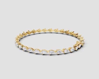 14K East West Pear Lab Diamond Bracelet | 6.5ct Total | E-F Color VS1-2 Clarity | Yellow, White, Rose Gold Options | Fuego Jewels