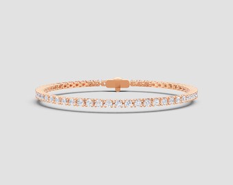 18K Classic Lab Diamond Tennis Bracelet | 4ct Total | E-F Color VS1-2 Clarity | Yellow, White, Rose Gold Options | Fuego Jewels