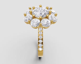 Floral Moissanite Halo Engagement Ring DEF/VVS1 – Yellow Gold | Fuego Jewels