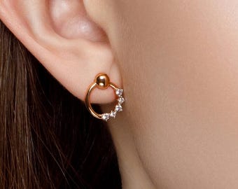 Circle Diamond Stud Earrings Dainty Gold Earrings Everyday Jewelry | Gift for Her | Minimalist Lab Diamond Studs Fuego Jewels