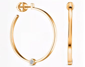 Modern Hoop Lab-Grown Diamond Earrings | D–E Color / VVS1–2 Clarity | Silver, 10K 14K 18K Yellow White Rose Gold Platinum | Fuego Jewels