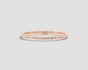 18K Round Bezel Tennis Bracelet | 3.5ct Total Lab-Grown Diamond | E-F Color VS1-2 Clarity | Yellow, White, Rose Gold Options | Fuego Jewels