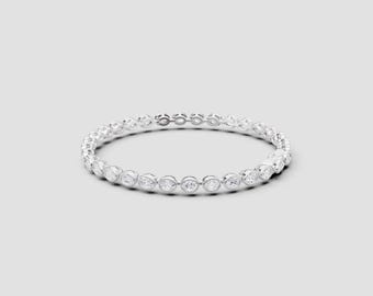 925 Sterling Silver Oval Bezel Moissanite Tennis Bracelet | 5.0ct Total | DEF Color VVS1-2 Clarity | Fuego Jewels