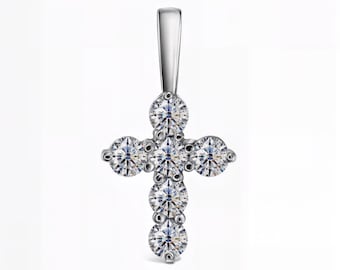 Divine Radiance Diamond Pendant – 6-Stone Lab-Grown E-F / VS1-2 | Vertical Charm in Gold, Silver, or Platinum | Fuego Jewels