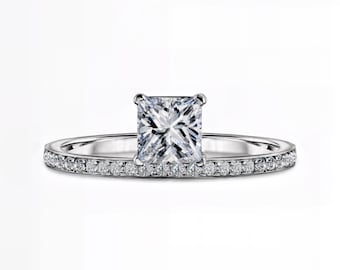 Princess Lab-Grown Diamond Engagement Ring 1.00 Ct | E-F VS1–2 Clarity | IGI Certified | Silver, Gold, Platinum | Fuego Jewels