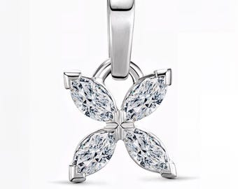 Marquise Floral Diamond Pendant – E-F Color / VS1-2 Clarity | Available in Gold, Silver, or Platinum | Elegant Gift for Her | Fuego Jewels