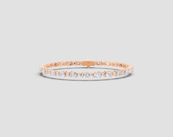 18K Oval and Round Lab Diamond Bracelet | 5.5ct Total | E-F Color VS1-2 Clarity | Yellow, White, Rose Gold Options | Fuego Jewels